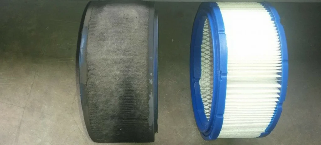 Vervuilde filterpatronen compressor